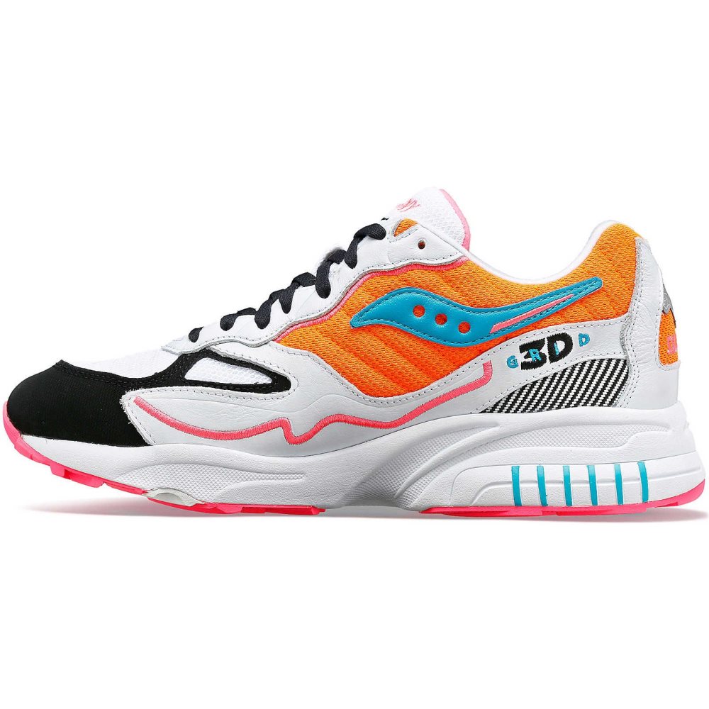 Saucony 3D Grid Hurricane Albi Portocalii | 4203BXOSN