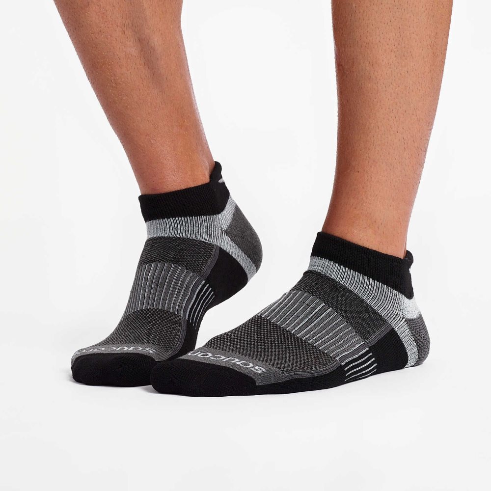 Saucony Inferno Cushioned No Show Tab 3-Pack Socks Negrii | 6427NJTZS