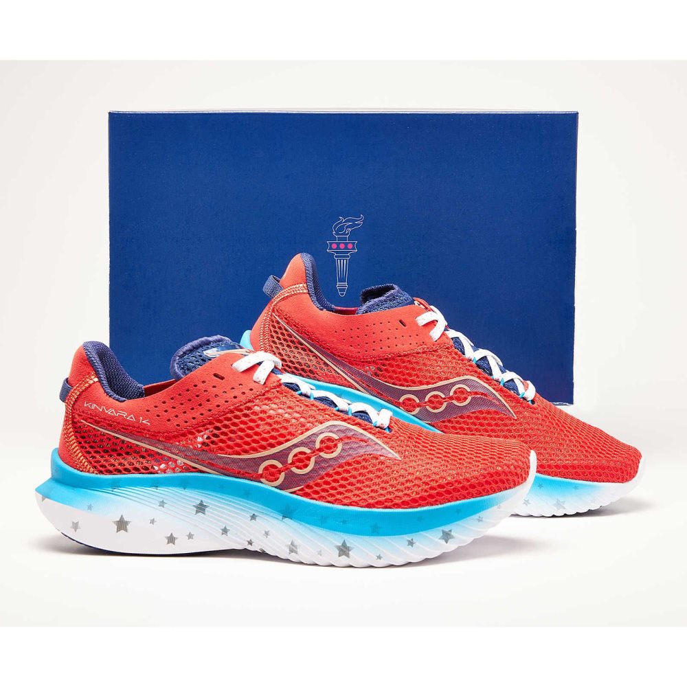 Saucony Kinvara 14 Liberty Rosii Albi Albastri | 4820WCZBV