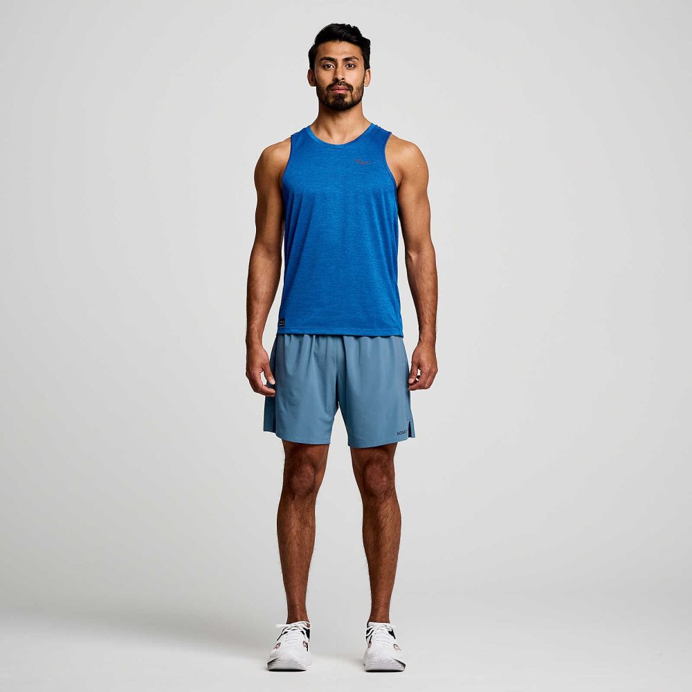 Saucony Stopwatch Singlet Superblue Heather | 9783VXZFJ