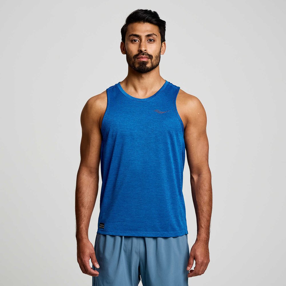 Saucony Stopwatch Singlet Superblue Heather | 9783VXZFJ