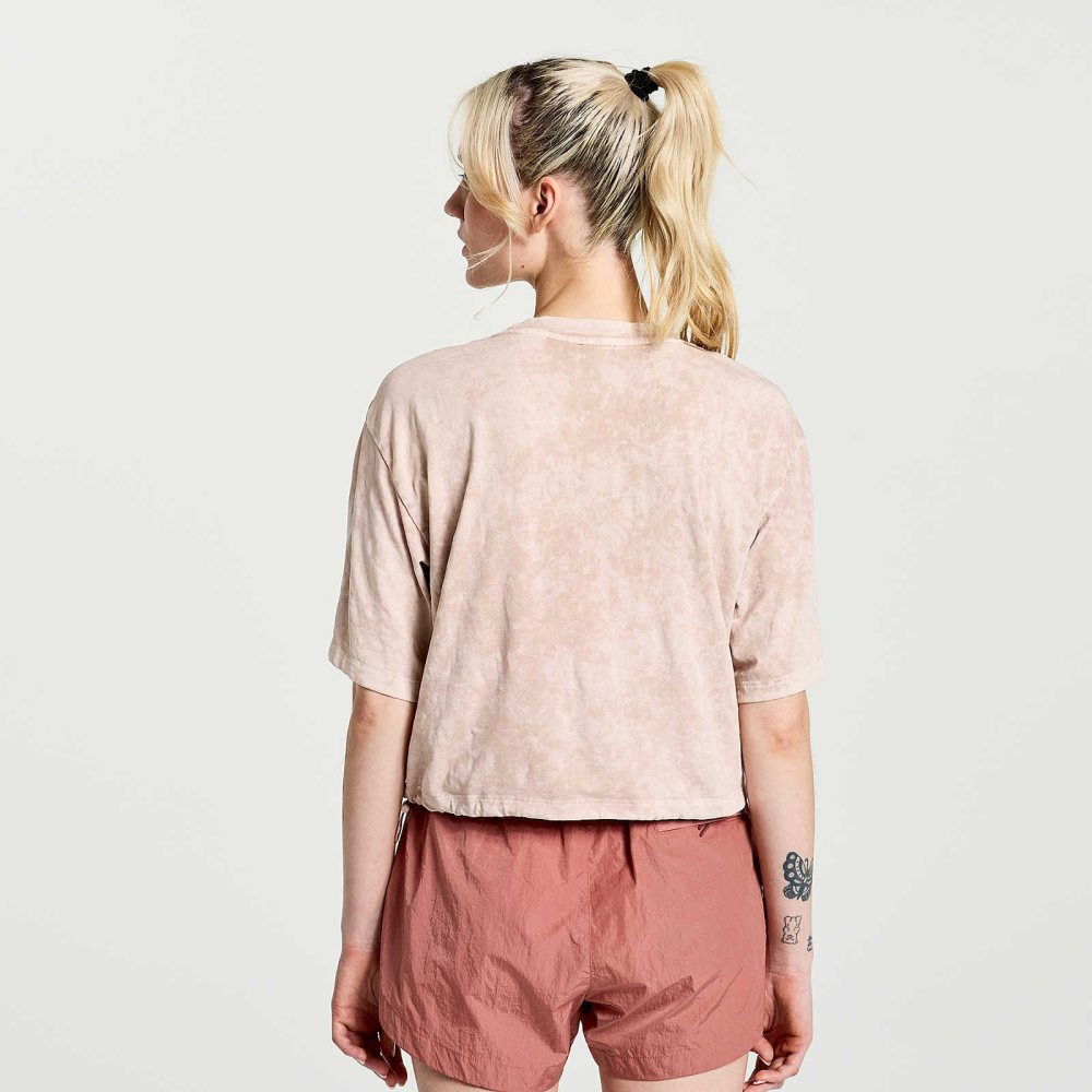 Saucony Unwind Crop Short Sleeve Roz | 6813CXHNR