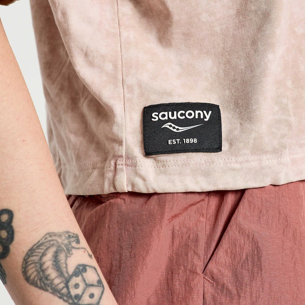 Saucony Unwind Crop Short Sleeve Roz | 6813CXHNR